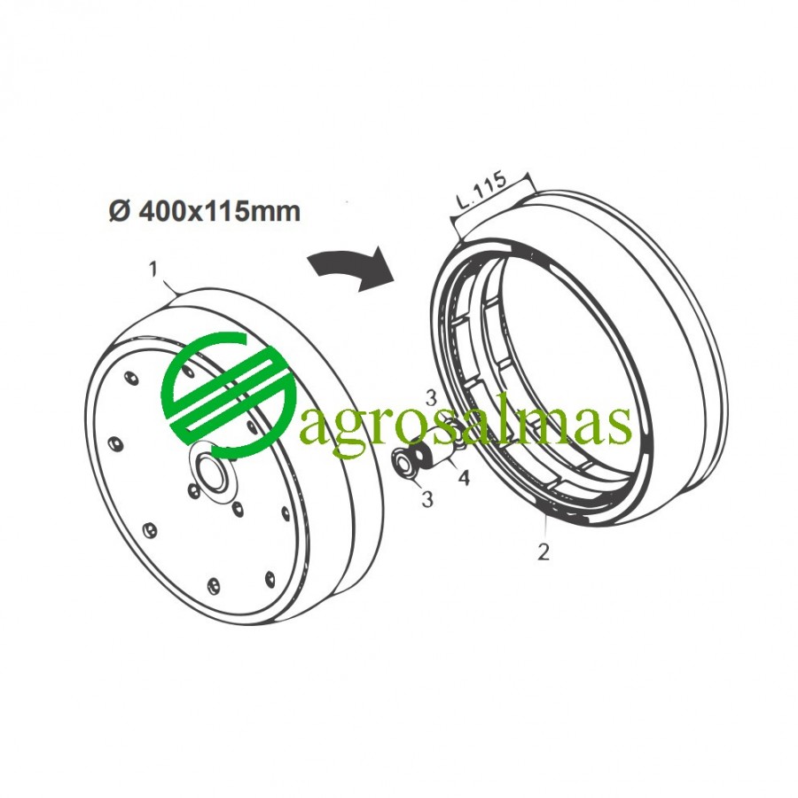 Ζάντα πλαστική τροχού εμπρός GASPARDO (R400x115mm)